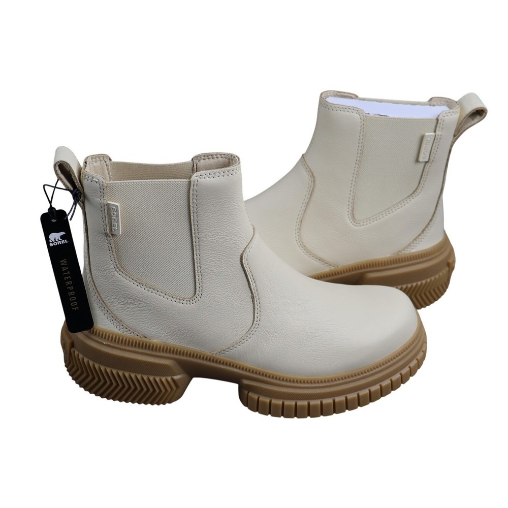 Sorel Boots Womens Size 7 White Waterproof Chelsea Ankle ONA AVE WP Honey White - Picture 1 of 4